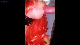 Woman Reaches Unbelievable Heights of Pleasure with Red Dick Dog Sucking!